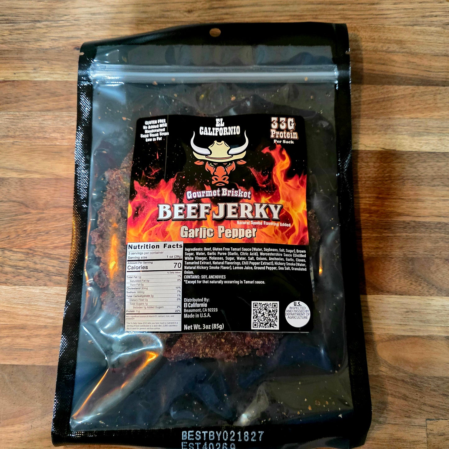 Garlic Pepper Gourmet Brisket Jerky 3oz
