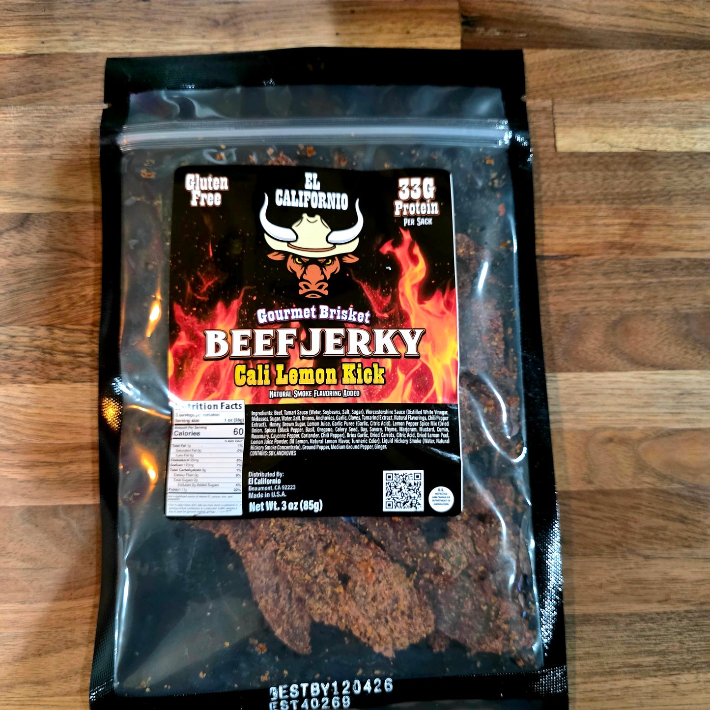 Cali Lemon Kick Gourmet Brisket Jerky 3oz