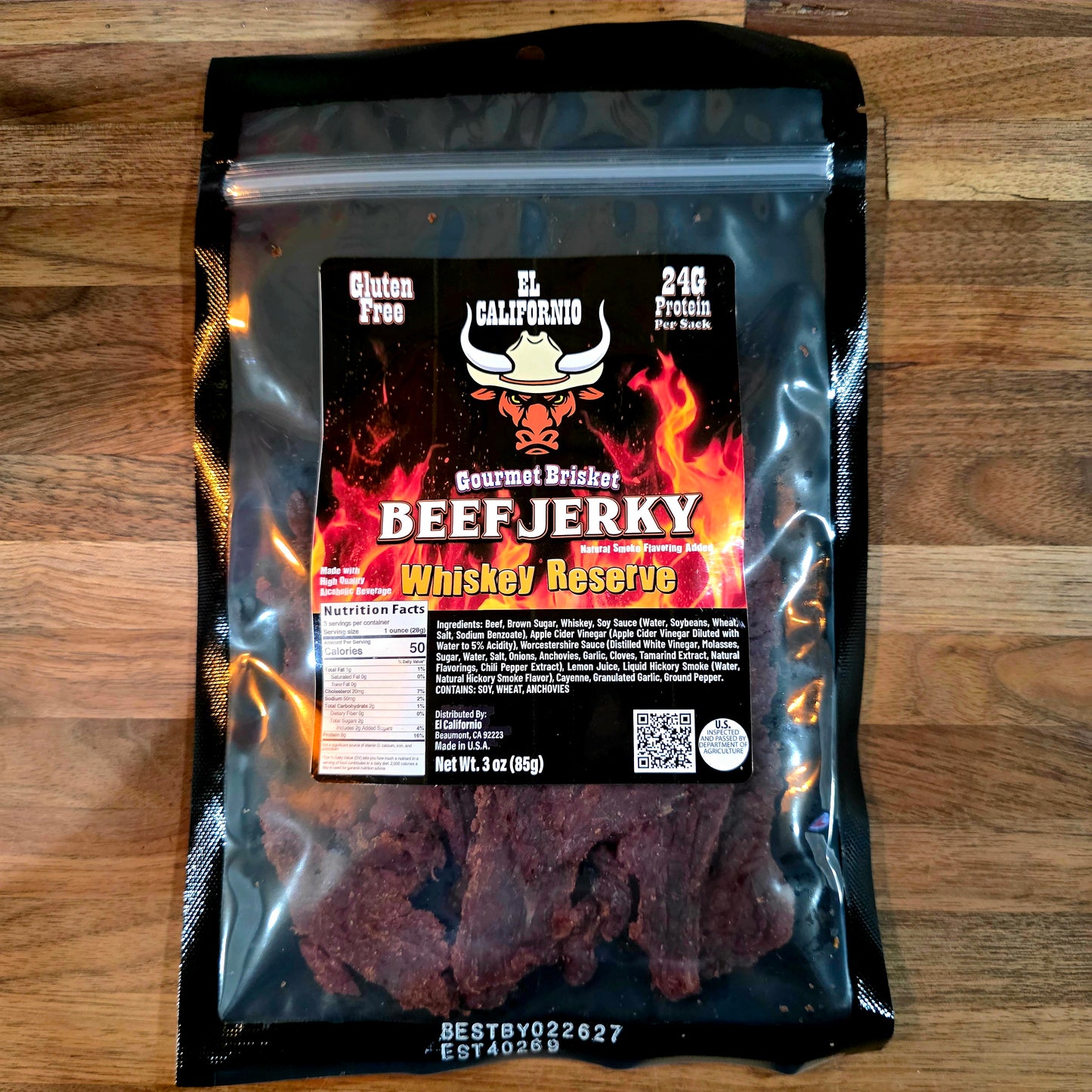 Whiskey Reserve Gourmet Brisket Jerky 3oz
